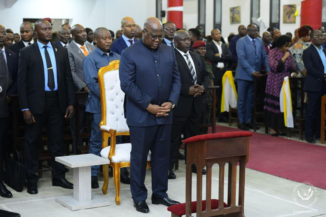 Messe de requiem de 4 ans de la disparition du Mgr Gérard Mulumba : le président Félix Tshisekedi à Notre Dame de Fatima