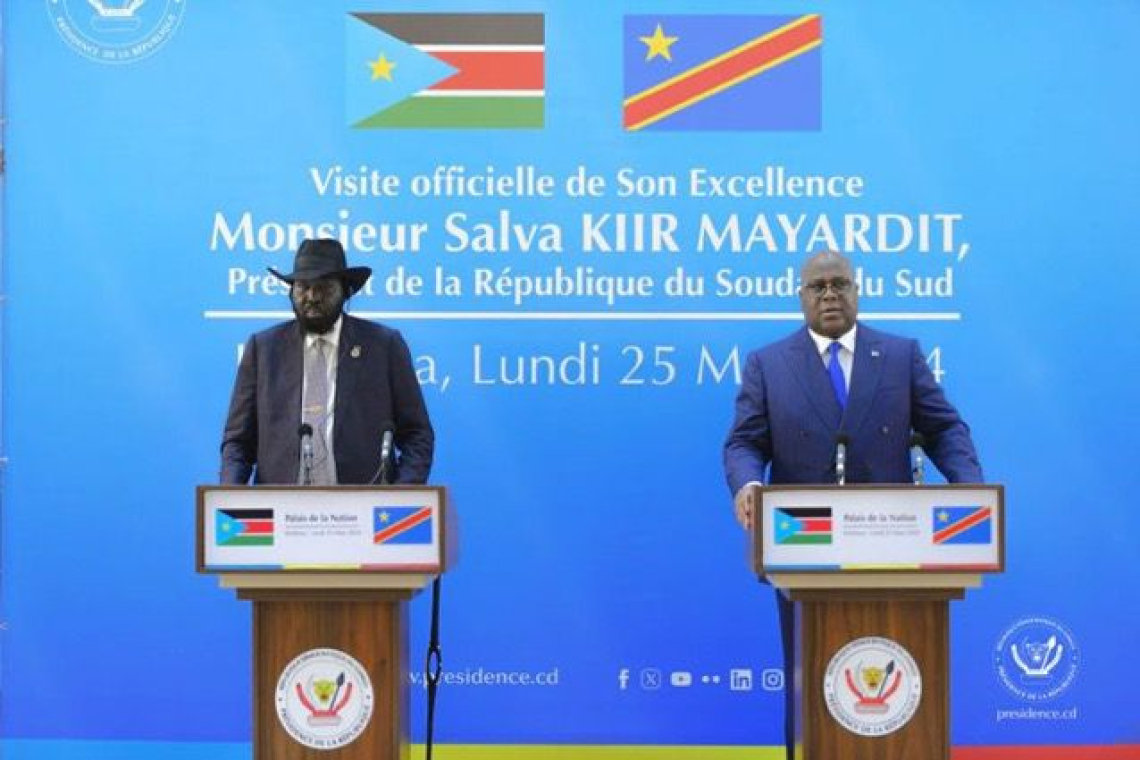 Crise dans l’Est de la RDC : Felix Tshisekedi et Salva Kiir appellent à la relance des processus de paix de Nairobi et de Luanda.