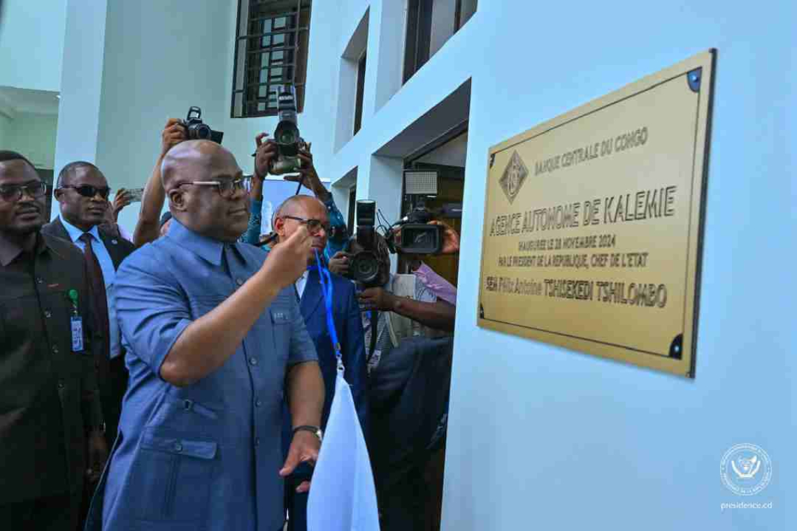  Le Président Félix Antoine Tshisekedi a inauguré, le jeudi 28 novembre, le bâtiment administratif de l’Agence autonome de la Banque centrale du Congo (BCC) à Kalemie, dans la province du Tanganyika