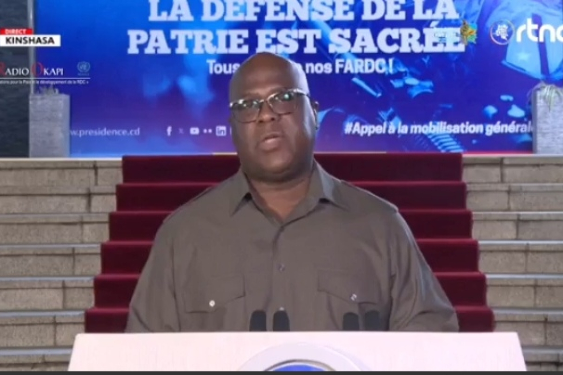 Félix-Antoine Tshisekedi dans un message à la nation : une riposte vigoureuse et coordonnée contre ces terroristes et leurs parains est en cours 